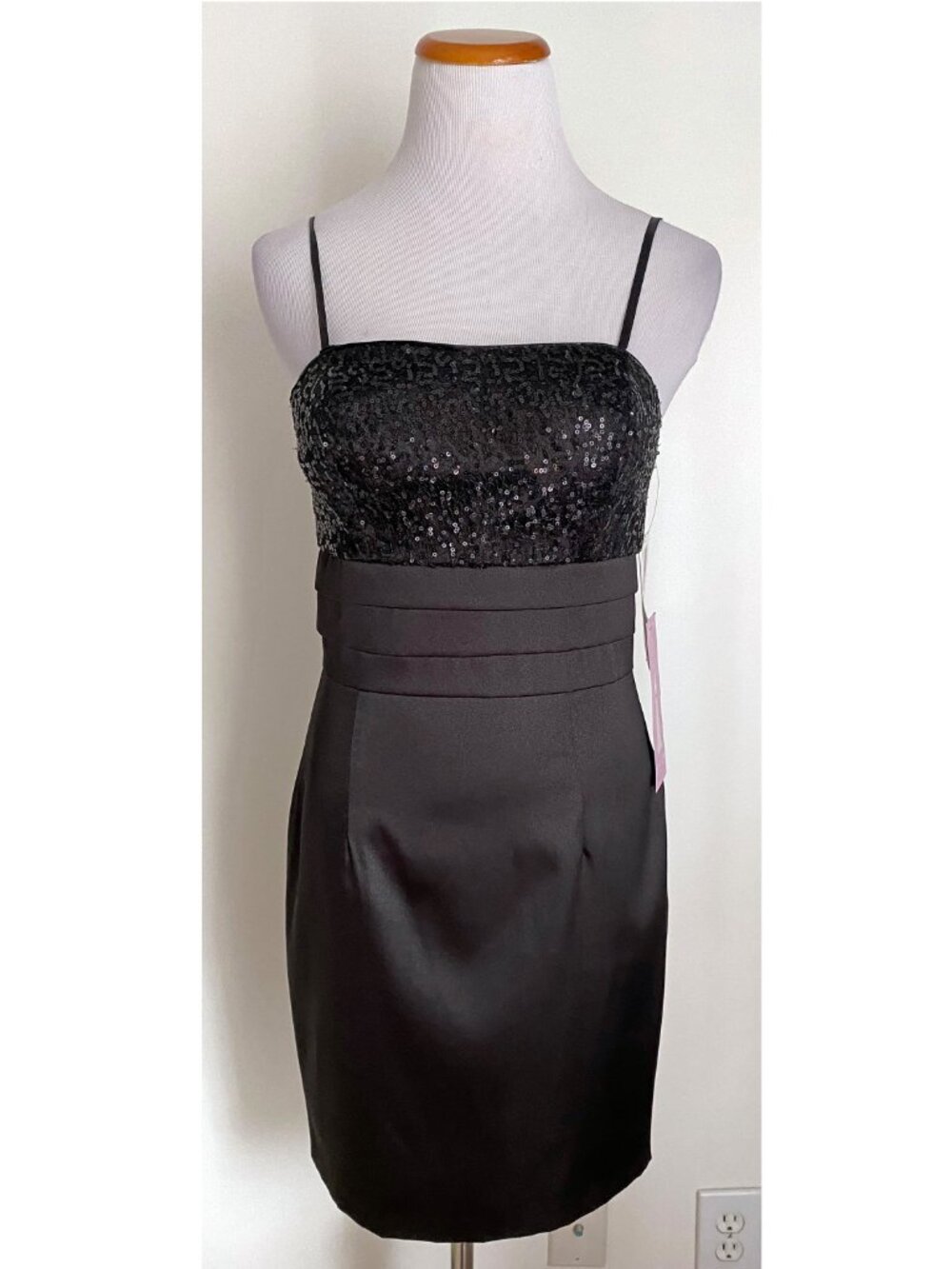 NWT! Hailey Logan by Adrianna Papell Little Black Dress w/ Sequins, Size 5/6